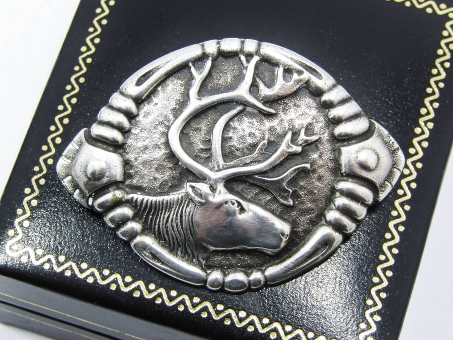 Vintage Scandinavian Silver Stag/Elk Brooch