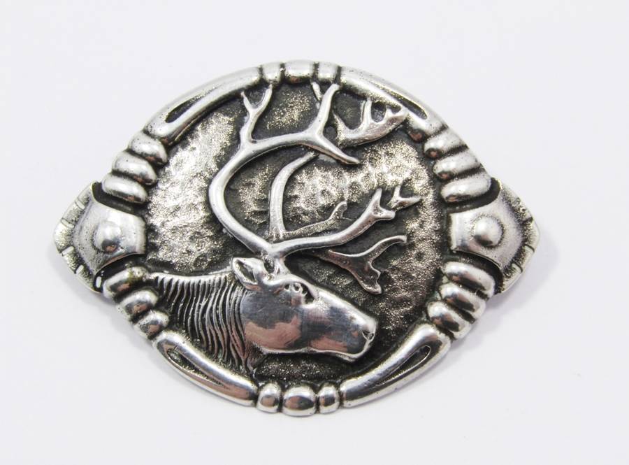 Vintage Scandinavian Silver Stag/Elk Brooch