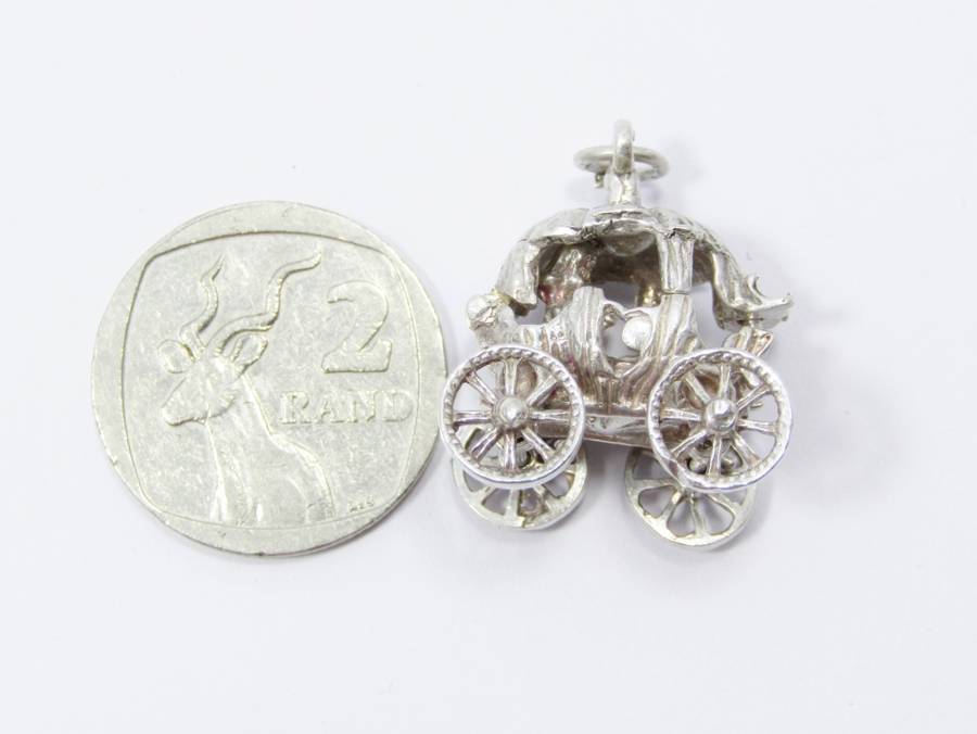 A Beautiful Detailed Pumpkin Carriage in Sterling Silver