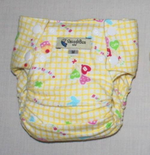 SnuggleBum nappy pocket, yellow check medium