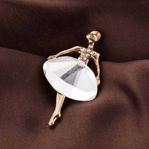BEAUTIFUL CRYSTAL LADY BROOCH CLEAR