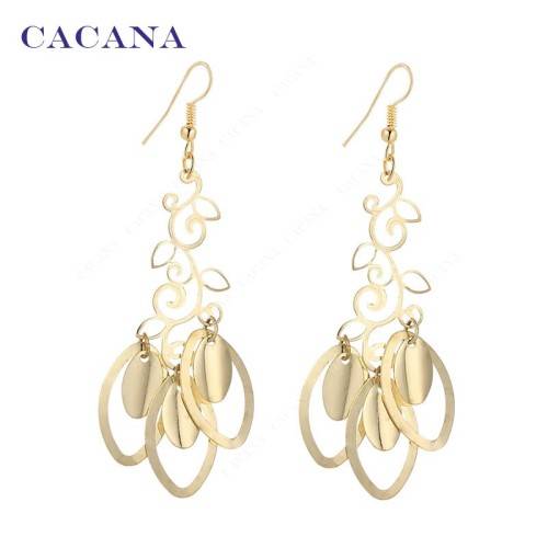 CACANA LIGHT EARRINGS DANGLE LONG GOLD PLATED
