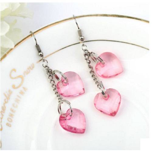 DROP AND DANGLE SILVER PLATED CLASSI HEART EARRINGS