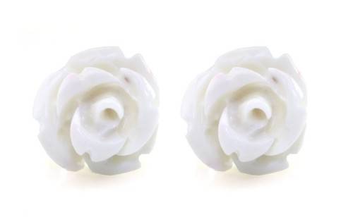 ACRYLIC ROSE FLOWER STUD WHITE