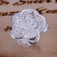 925 SILVER PLATED OPEN TRIPLE ROSE RING