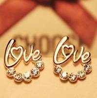 GOLD PLATED LOVE  STUD EAR RINGS