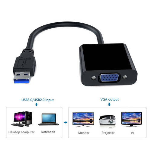 BSTUO USB 3.0 to VGA HD Multi-display Adapter Converter - Black