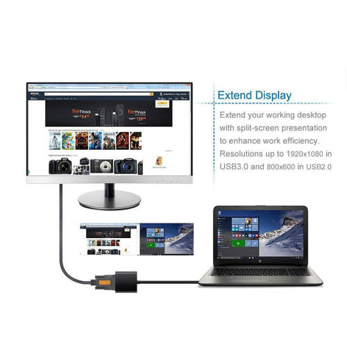 BSTUO USB 3.0 to VGA HD Multi-display Adapter Converter - Black