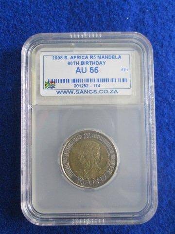 2008 Mandela Birthday  R5 AU55.  SANGS Graded.