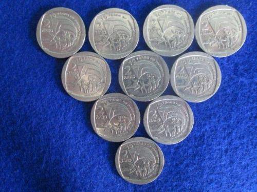 10 YEARS FREEDOM R2.00 COINS.  2004.  Bid per coin.