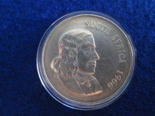 1966 South Africa  Silver R1. Circulated.