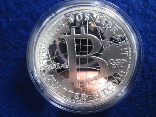 2014 year Silver Plated Bitcoin BTC 0.25 Physical Bit Coin souvenir Medal.
