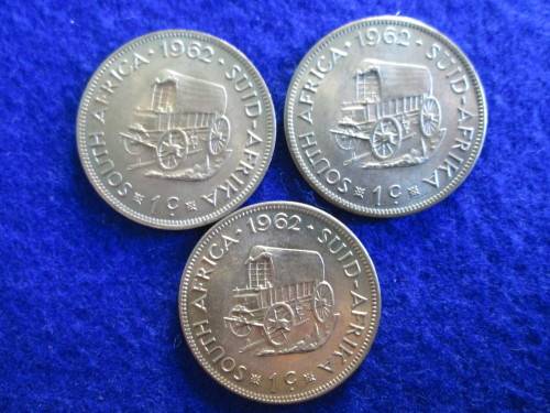 SA Union - 1962  Jan van Riebeeck 1c.  Uncirculated.