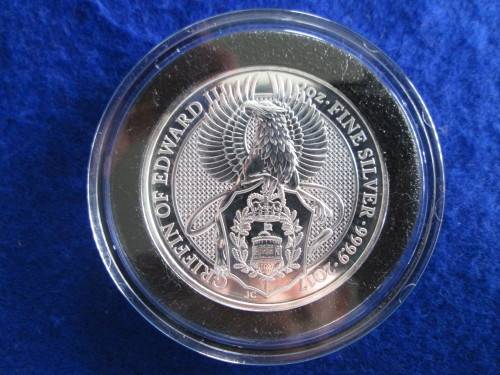 2oz Fine Silver GB Queens Beasts  Griffin of Edward III 2017 in Capsule.