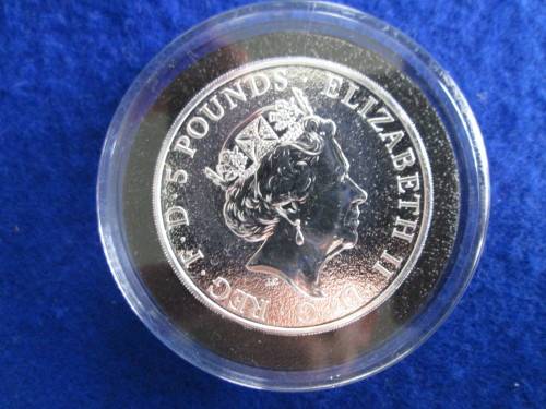 2oz Fine Silver GB Queens Beasts  Griffin of Edward III 2017 in Capsule.