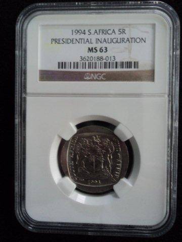 1994 Presidential Inauguration R5 Coin - MS 63 - NGC Graded.