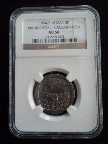 1994 Presidential Inauguration R5 .  AU58 NGC Graded Coin. Building in front.