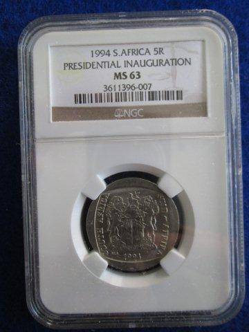 1994 Presidential Inauguration R5 Coin.  MS63 NGC Graded.