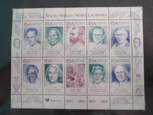 SA Nobel Laureates MNH mini sheet