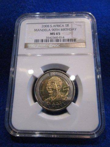 Mandela 90th Birthday R5. MS65 - NGC Graded.