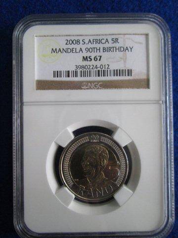 MS 67 - 2008 Mandela Birthday.  NGC Graded. Serial numbers may differ.