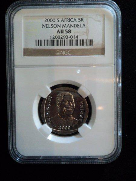 Fastest Growth Coin - "Smiling Mandela"  R5 - Graded AU 58 by the NGC.