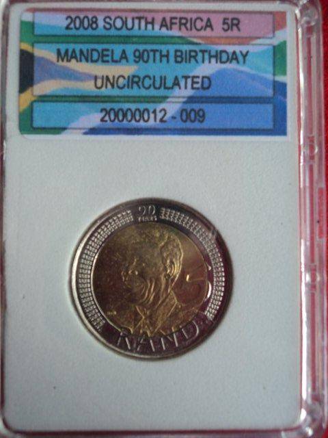 MANDELA 90TH BIRTHDAY COIN - 2008 IN SLAB.