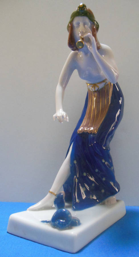 VINTAGE GERMAN ART DECO ROSENTHAL FIGURINE  -  `SNAKE CHARMER`   -   REDUCED