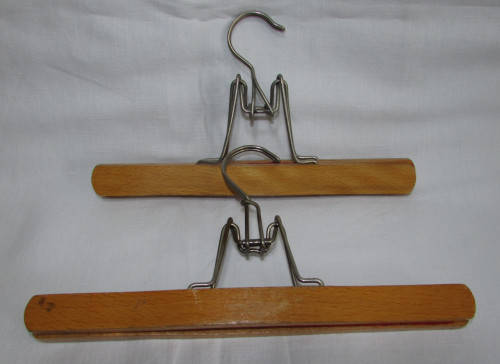 2 WOODEN TROUSER HANGERS