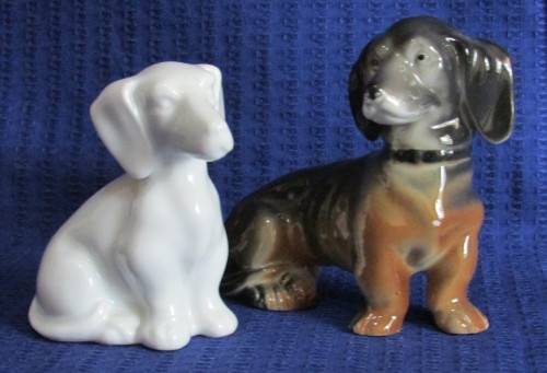 TWO VINTAGE GERMAN DACHSHUND FIGURINES - One Gerold Bavaria