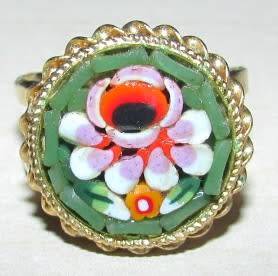 PRETTY ITALIAN MILLEFIORI MOSAIC RING - ADJUSTABLE SIZE