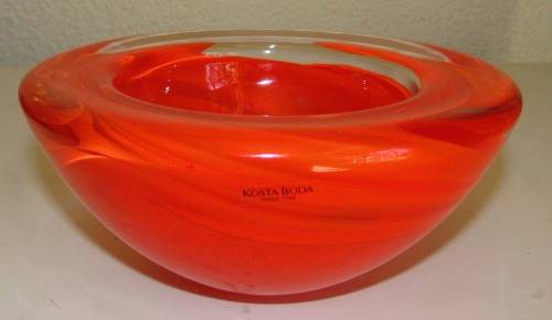 LARGE KOSTA BODA  `ATOLL` BOWL - ORANGE