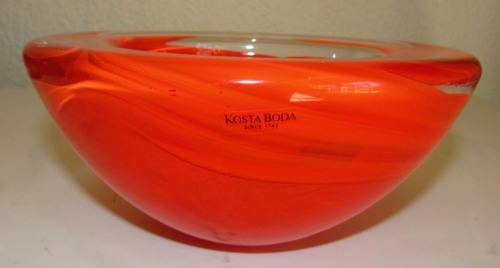 LARGE KOSTA BODA  `ATOLL` BOWL - ORANGE