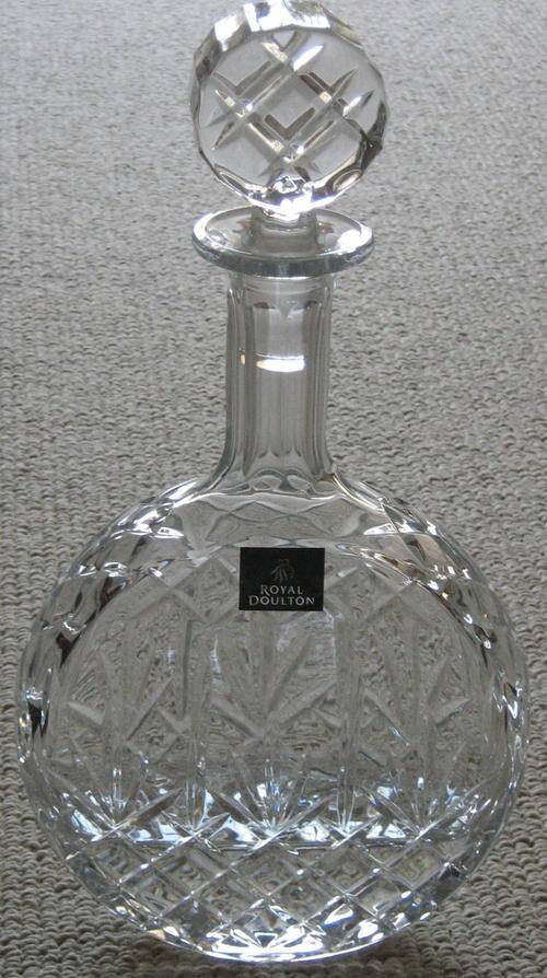 Beautiful Round Royal Doulton Crystal Decanter