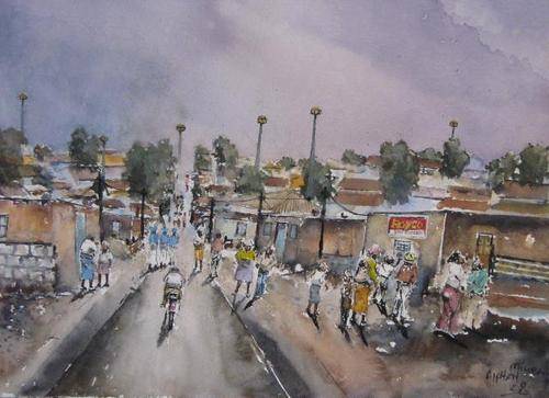 ALPHEN NTIMBANE  (1948 - )  TOWNSHIP SCENE