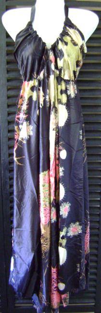 Patterned Black Halter Neck Dress