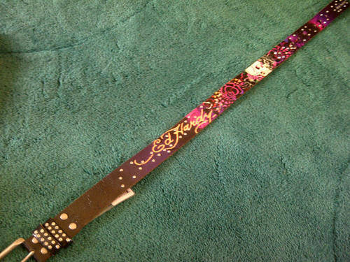 Ed Hardy "Web of Love"  Leather Belt