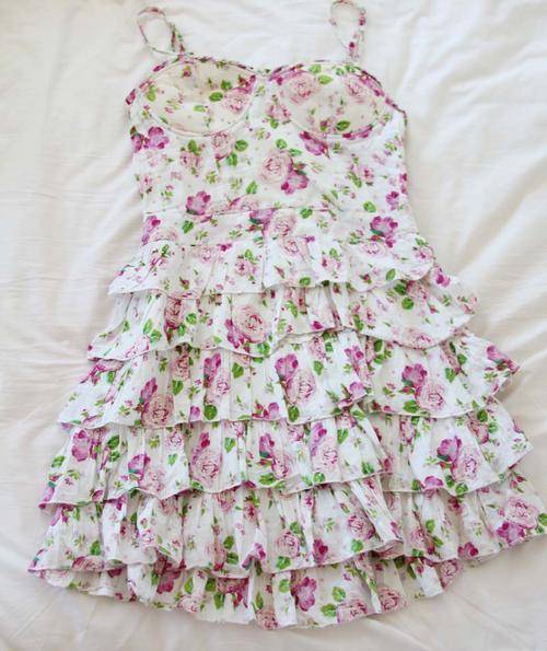 Stunning Floral Print Frill Dress