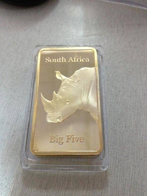 BIG 5 RHINO 1 OZ .999 GOLD CLAD BAR SEE PICS!!!!!!!!!!!!!!!!