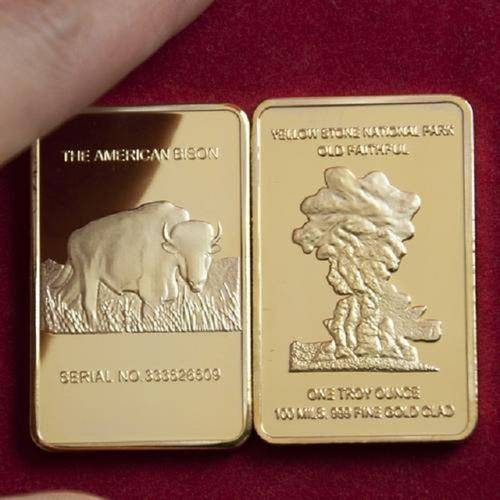 THE AMERICAN BISON ONE TROY OUNCE GOLD CLAD BAR UNCIRCULATED IN PLASTIC CAPSULE!!!!!!!!!!!!!
