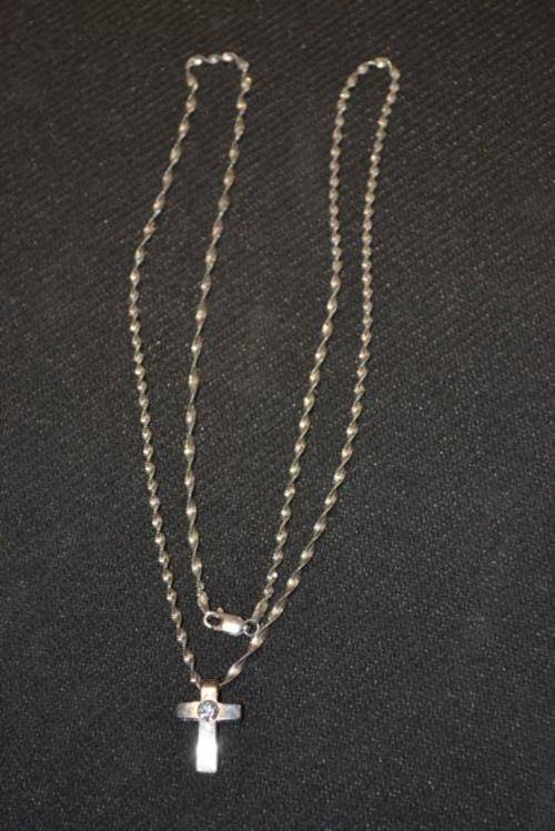 Sterling Silver chain with Sterling Cubic Cross.