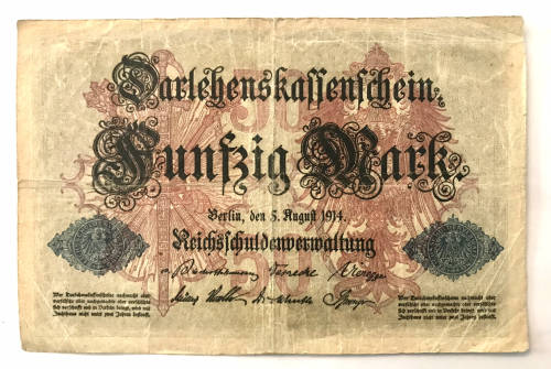1914 Germany Funfzig Mark Bank Note