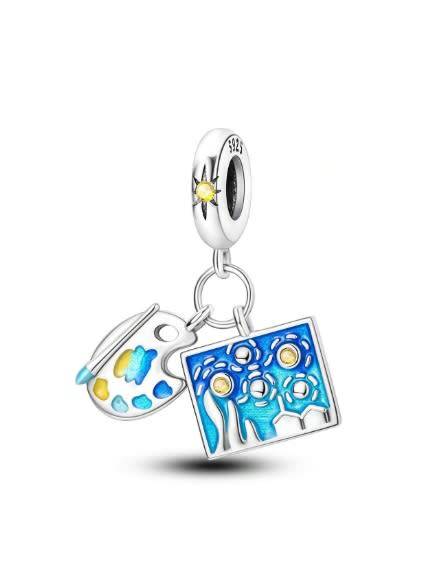 S925 Sterling Silver Van Gogh Starry Night Charm