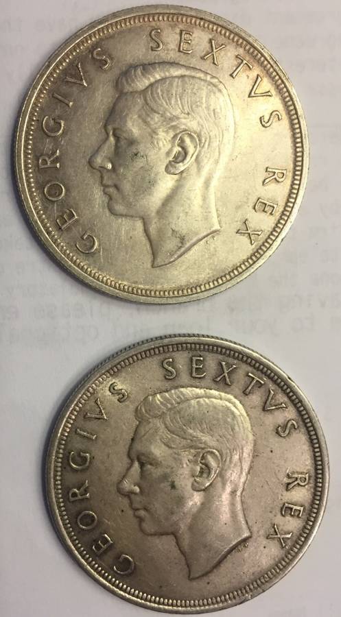 South African Five Shillings 1949 Silver X2 *Good Condition*