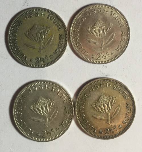 South Africa Silver two and a half cent 1961 x 4