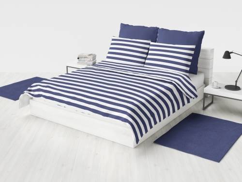 Stripes Collection | Royal Blue Stripes Queen Duvet Cover