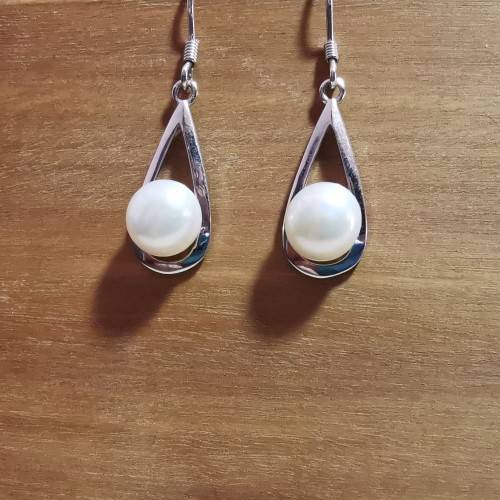 Sterling Silver and Freshwater Pearl Drop Earrings