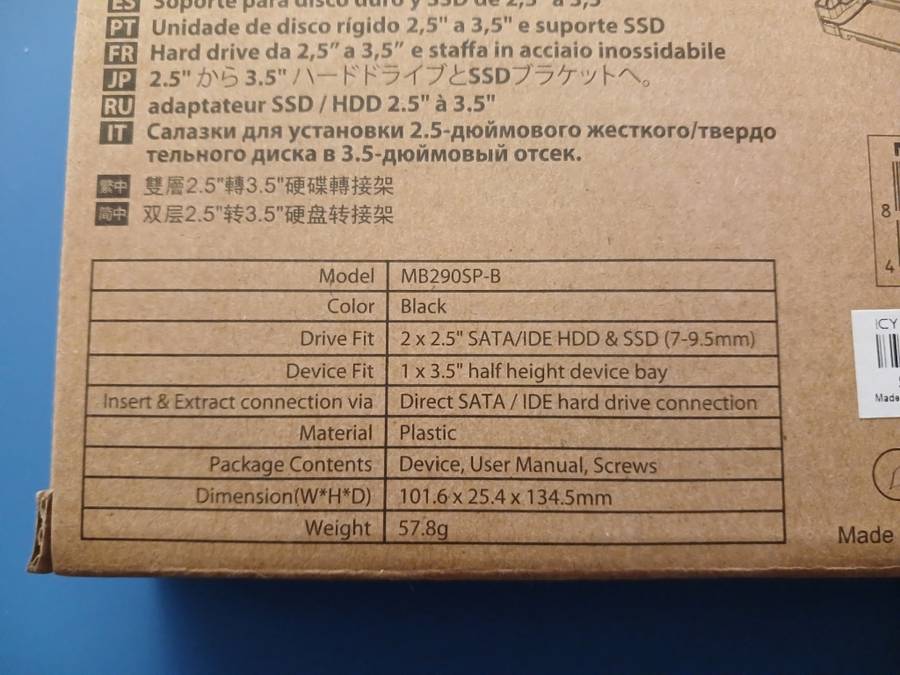 ICY Dock 2.5 Inch to 3.5 Inch Bracket