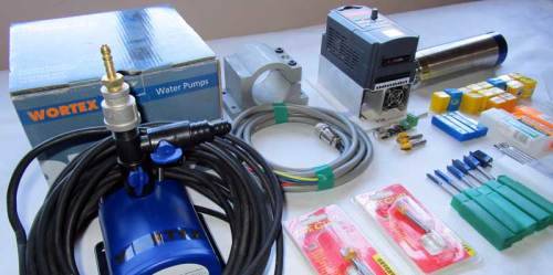 220V 800W ER11 Water Cooled Spindle Motor, VFD, Clamp, Collets, Bits, Water Pump