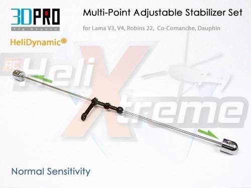 3DPro HeliDynamicï¿½ Multi-Point Adjustable Stabilizer Set for Lama V3 V4, Robins 22, Co-Comanche